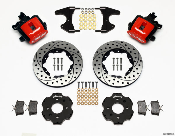 Wilwood Combination Parking Brake Rear Kit 11.00in Drilled Red Civic / Integra Drum 2.46 Hub Offset - Bull Strap