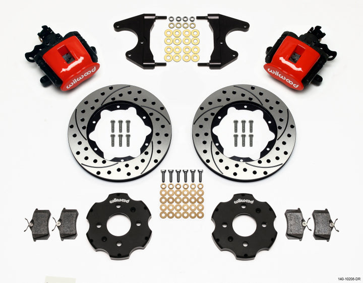 Wilwood Combination Parking Brake Rear Kit 11.00in Drilled Red Civic / Integra Drum 2.46 Hub Offset - Bull Strap