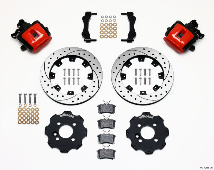 Wilwood Combination Parking Brake Rear Kit 11.75in Drilled Red Mini Cooper - Bull Strap