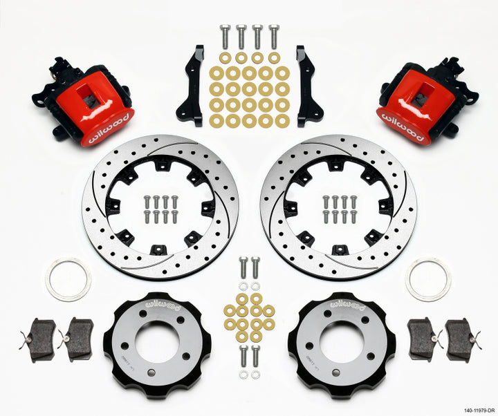 Wilwood Combination Parking Brake Rear Kit 12.19in Drilled Red 2006-Up Civic / CRZ - Bull Strap