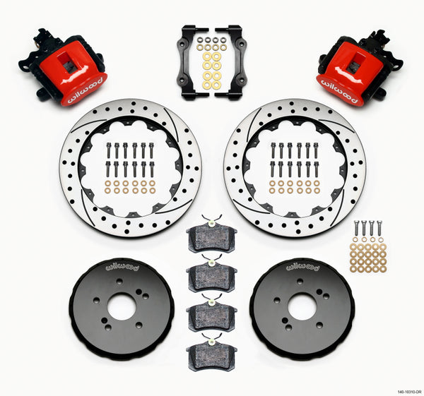 Wilwood Combination Parking Brake Rear Kit 12.88in Drilled Red Honda S2000 - Bull Strap