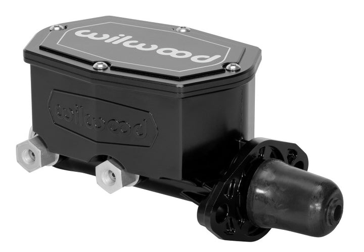 Wilwood Compact Tandem Master Cylinder - 1.12in Bore - w/Pushrod (Black) - Bull Strap