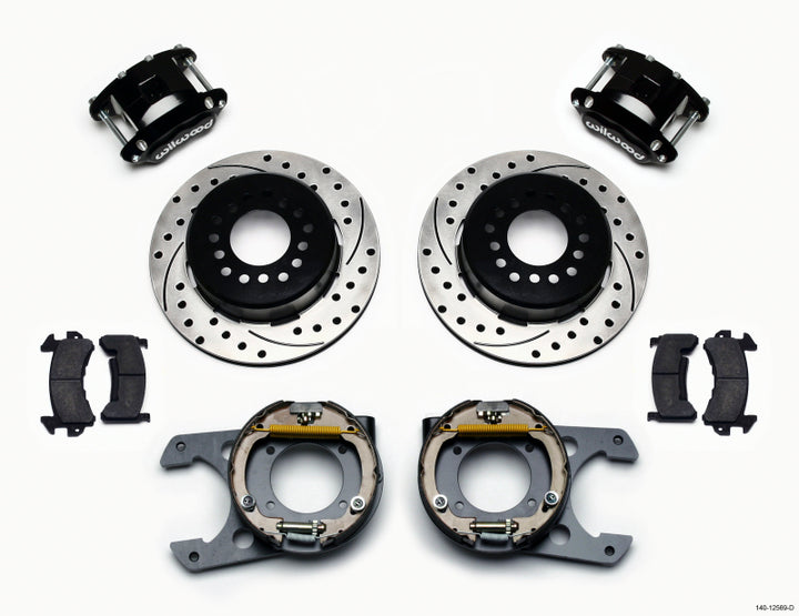 Wilwood D154 P/S Park Brake Kit Drilled Chevy C-10 2.42 Offset 5-lug - Bull Strap