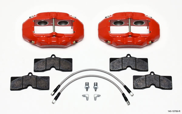 Wilwood D8-4 Front Caliper Kit Red Corvette C2 / C3 65-82 - Bull Strap