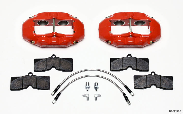 Wilwood D8-4 Front Caliper Kit Red Corvette C2 / C3 65-82 - Bull Strap