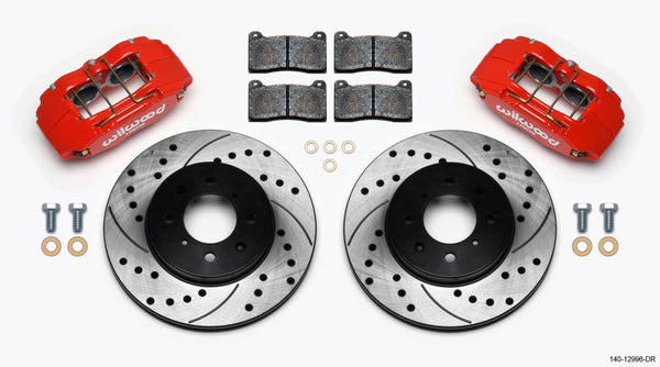 Wilwood DPHA Front Caliper & Rotor Kit Drill Red Honda / Acura w/ 262mm OE Rotor - Bull Strap