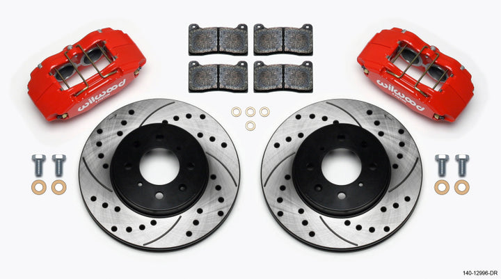 Wilwood DPHA Front Caliper & Rotor Kit Drill Red Honda / Acura w/ 262mm OE Rotor - Bull Strap