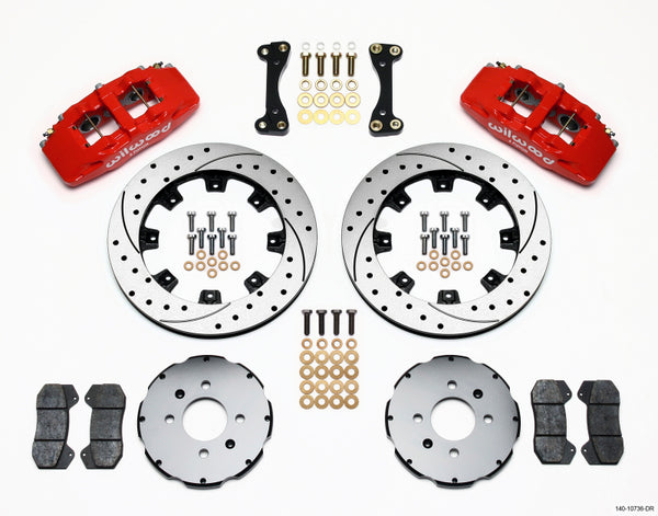 Wilwood Dynapro 6 Front Hat Kit 12.19in Drilled Red 90-99 Civic w/240 mm Disc - Bull Strap