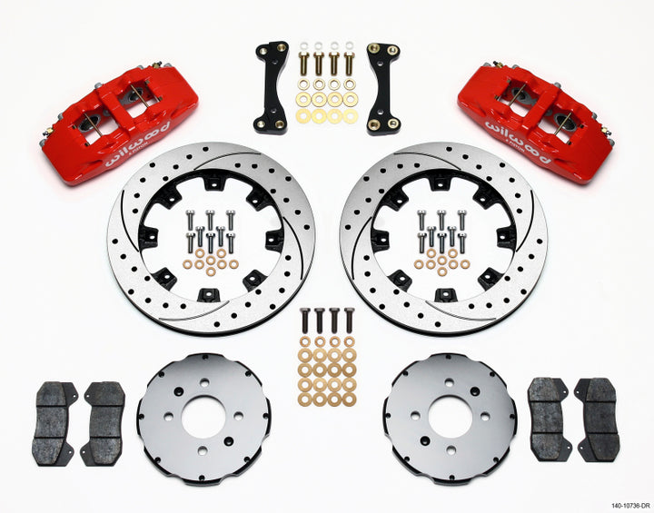Wilwood Dynapro 6 Front Hat Kit 12.19in Drilled Red 90-99 Civic w/240 mm Disc - Bull Strap