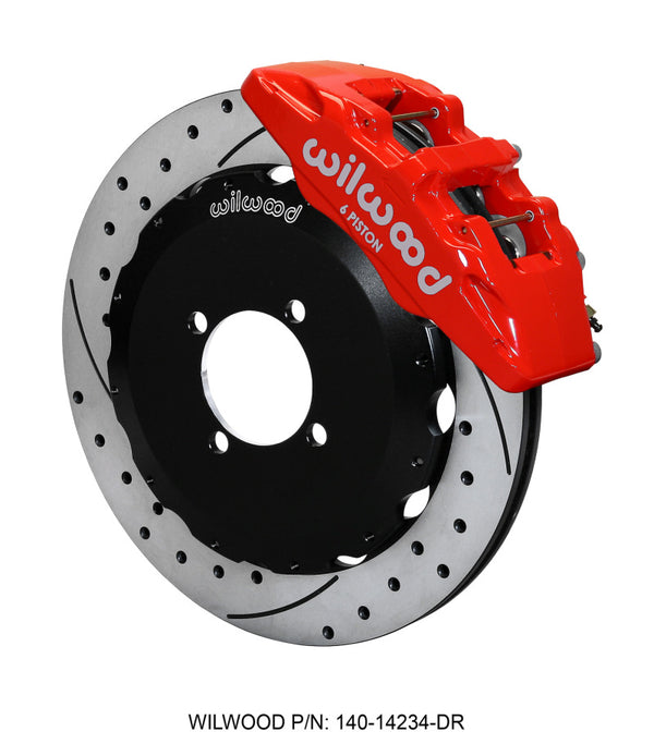 Wilwood Dynapro 6 Front Hat Kit 12.88in Drilled Red 2016-Up Mazda MX5 Miata w/ Lines - Bull Strap