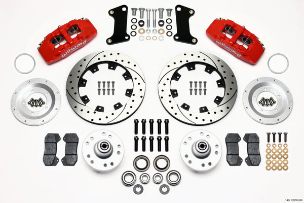 Wilwood Dynapro 6 Front Hub Kit 12.19in Drilled Red 67-69 Camaro (*Line Kit Needed*) - Bull Strap