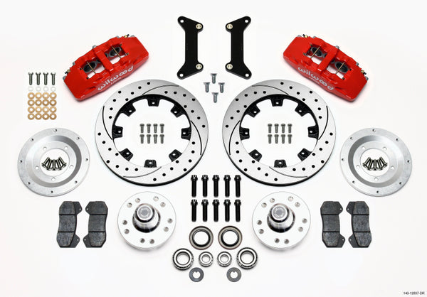 Wilwood Dynapro 6 Front Hub Kit 12.19in Drilled Red 79-87 GM G Body - Bull Strap