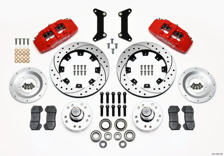 Wilwood Dynapro 6 Front Hub Kit 12.19in Drilled Red 79-87 GM G Body - Bull Strap