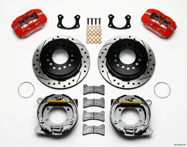 Wilwood Dynapro Low-Profile 11.00in P-Brake Kit Drill-Red Small Ford 2.50in Offset - Bull Strap