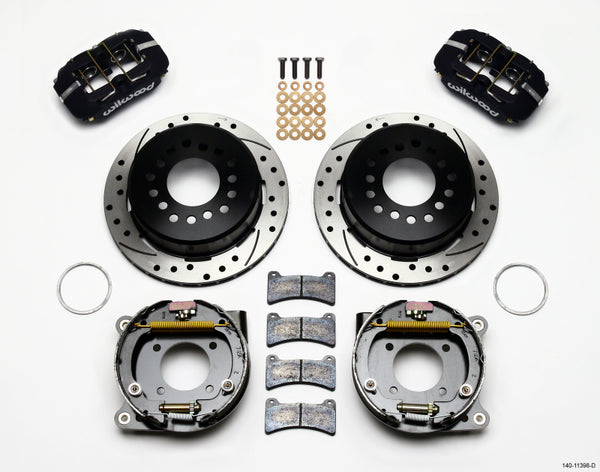 Wilwood Dynapro Low-Profile 11.00in P-Brake Kit Drilled Chevy 12 Bolt 2.75in Off w/ C-Clips - Bull Strap