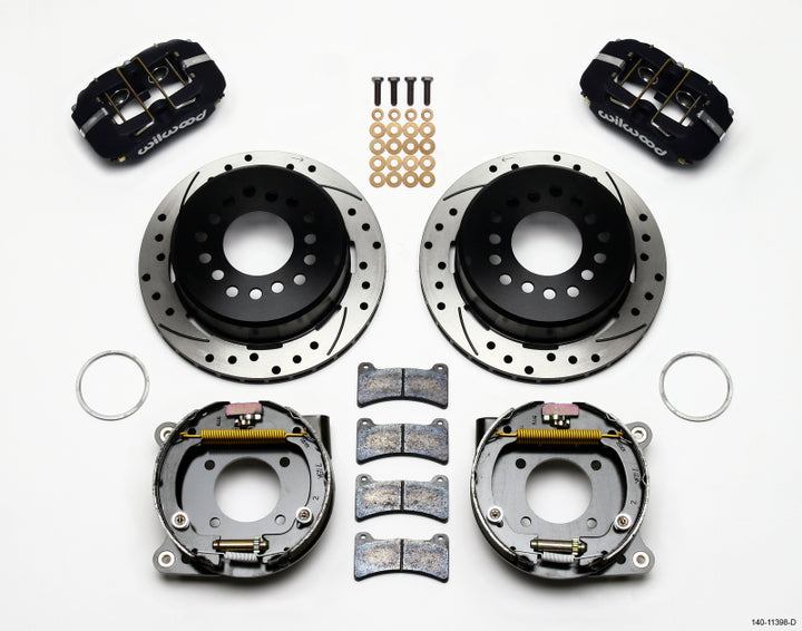 Wilwood Dynapro Low-Profile 11.00in P-Brake Kit Drilled Chevy 12 Bolt 2.75in Off w/ C-Clips - Bull Strap