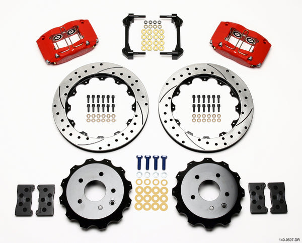 Wilwood Dynapro Radial Rear Kit 13.00in Drilled Red Nissan 350Z/Fiti G35 - Bull Strap