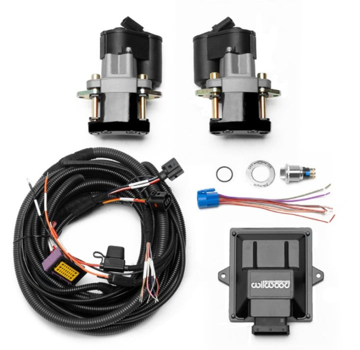 Wilwood Electronic Parking Brake Rear Retrofit Brake Kit - Black Powder Coat Caliper - Bull Strap