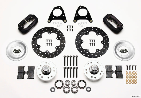 Wilwood Forged Dynalite Front Drag Kit Drilled Rotor 87-93 Mustang 84-86 SVO 5 Lug - Bull Strap