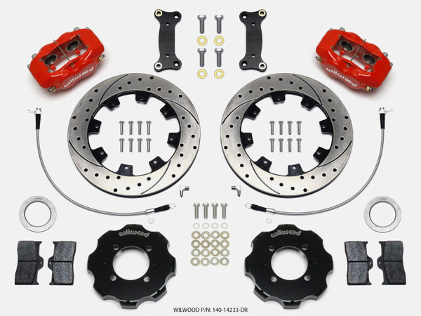 Wilwood Forged Dynalite Front Hat Kit 12.19in Drilled Red 2016-Up Mazda MX5 Miata w/ Lines - Bull Strap