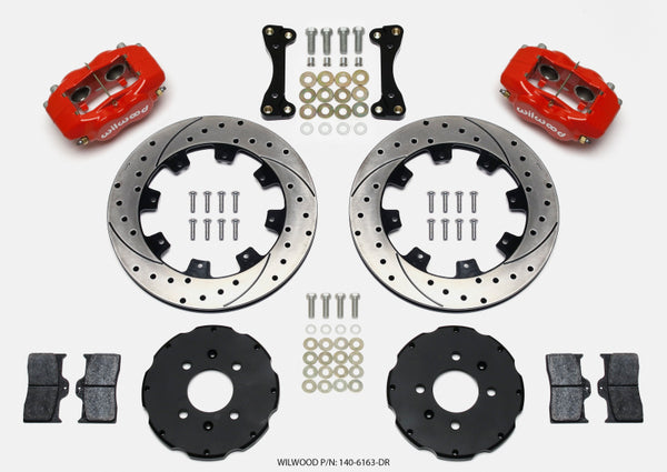 Wilwood Forged Dynalite Front Hat Kit 12.19in Drilled Red 94-01 Honda/Acura w/262mm Disc - Bull Strap