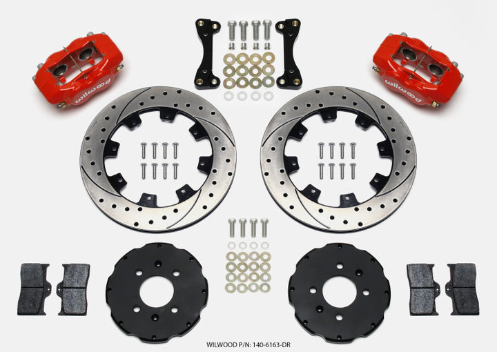 Wilwood Forged Dynalite Front Hat Kit 12.19in Drilled Red 94-01 Honda/Acura w/262mm Disc - Bull Strap