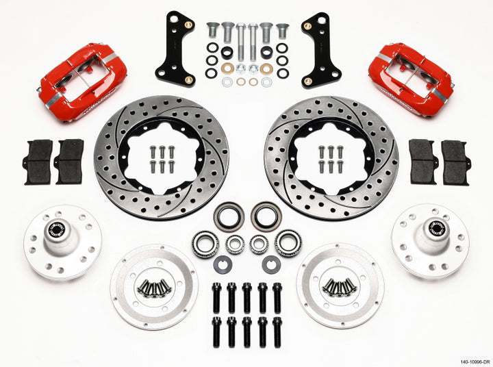 Wilwood Forged Dynalite Front Kit 11.00in Drill-Red 67-69 Camaro 64-72 Nova Chevelle - Bull Strap
