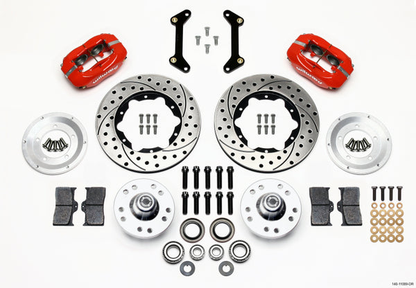 Wilwood Forged Dynalite Front Kit 11.00in Drilled Red 79-87 GM G Body - Bull Strap