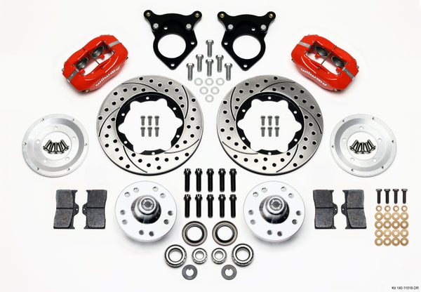 Wilwood Forged Dynalite Front Kit 11.00in Drilled Red 87-93 Mustang 5 Lug - Bull Strap
