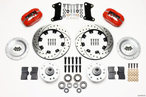Wilwood Forged Dynalite Front Kit 12.19in Drilled Red 67-69 Camaro 64-72 Nova Chevelle - Bull Strap