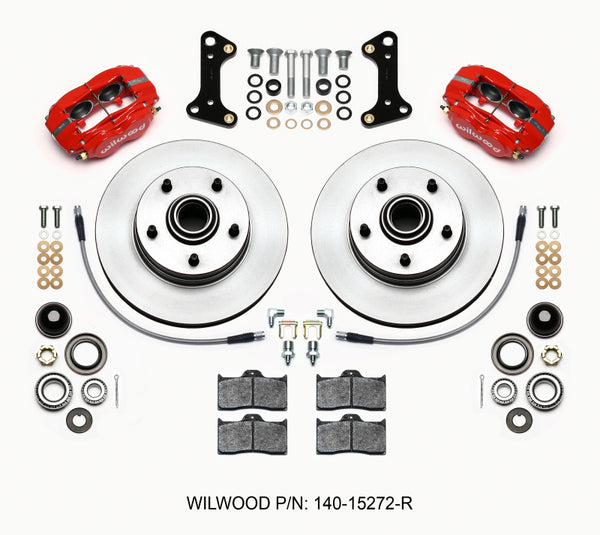 Wilwood Forged Dynalite-M Front Kit 11.00in 1 PC Rotor&Hub Red 67-69 Camaro 64-72 Nova Chevelle - Bull Strap