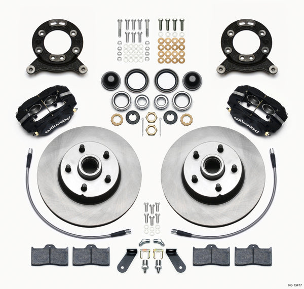 Wilwood Forged Dynalite-M Front Kit 11.30in 1 PC Rotor&Hub 1970-1973 Mustang Disc & Drum Spindle - Bull Strap