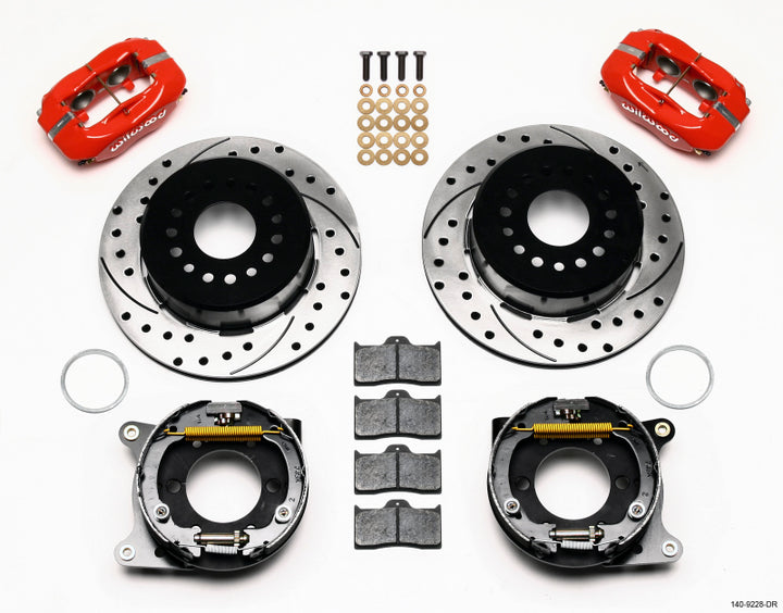 Wilwood Forged Dynalite P/S P-B Kit Drilled-Red 2005-2014 Mustang - Bull Strap