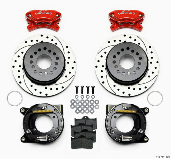 Wilwood Forged Dynalite P/S P-B Kit Drilled-Red Chevy 12 Bolt w/ C-Clips - Bull Strap