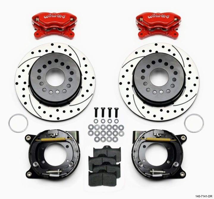 Wilwood Forged Dynalite P/S P-B Kit Drilled-Red Chevy 12 Bolt w/ C-Clips - Bull Strap