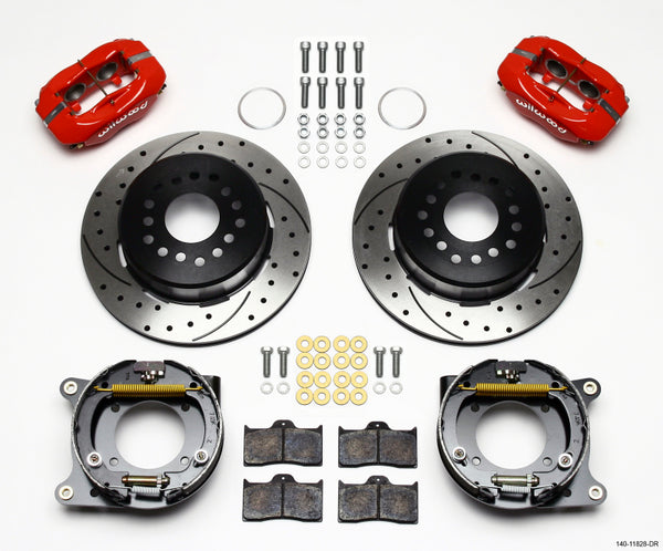 Wilwood Forged Dynalite P/S Park Brake Kit Drill-Red Impala 59-64 / Corvette 57-62 - Bull Strap