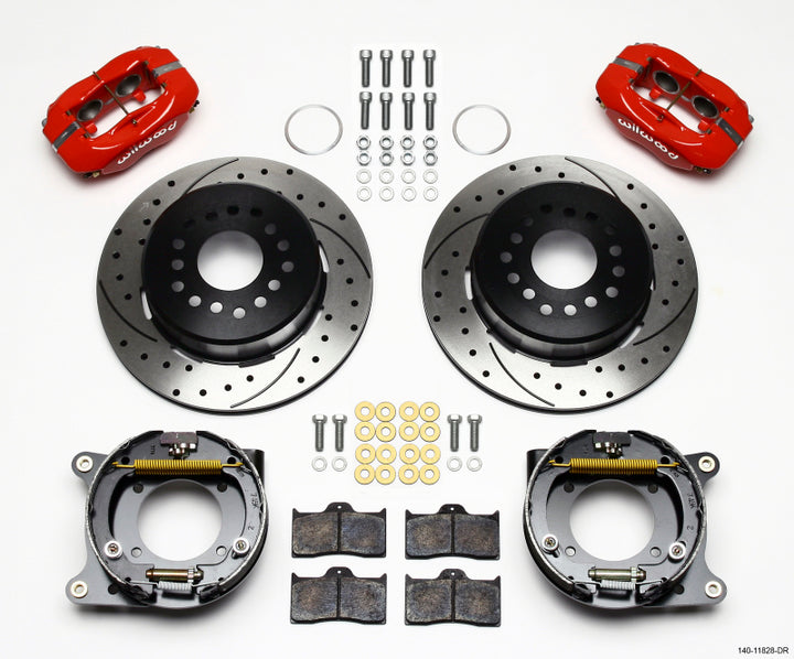 Wilwood Forged Dynalite P/S Park Brake Kit Drill-Red Impala 59-64 / Corvette 57-62 - Bull Strap