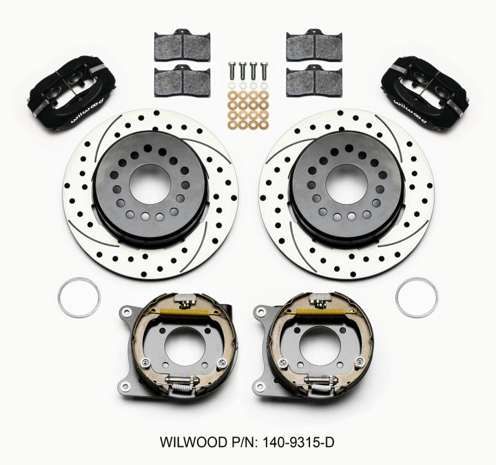 Wilwood Forged Dynalite P/S Park Brake Kit Drilled 12 Bolt 2.75in offset Staggered Shock - Bull Strap
