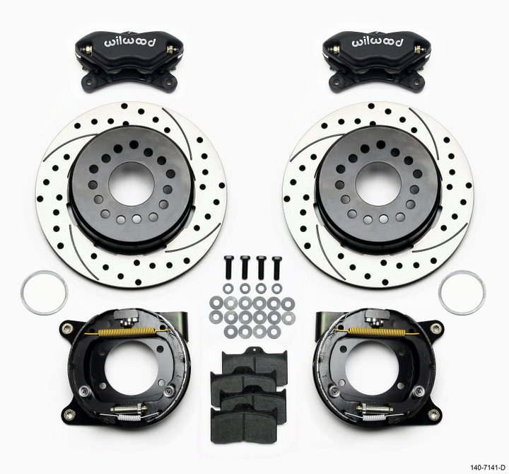 Wilwood Forged Dynalite P/S Park Brake Kit Drilled Chevy 12 Bolt w/ C-Clips - Bull Strap