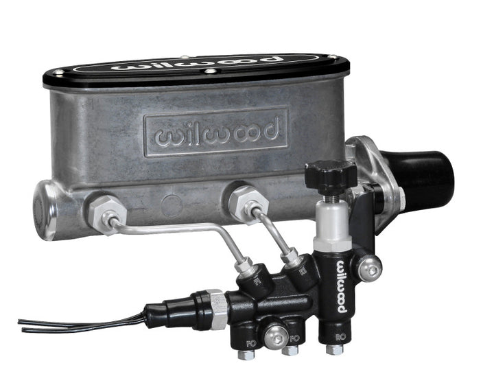 Wilwood HV Tandem M/C Kit w L/H Bracket & Prop Valve - 1in Bore - Bull Strap