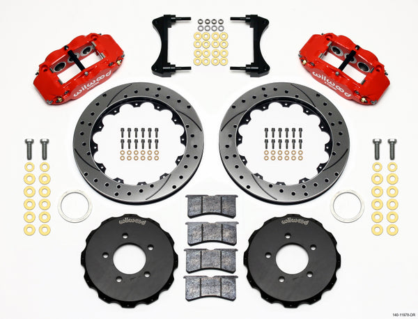 Wilwood Narrow Superlite 6R Front Hat Kit 12.88in Drill Red 2006-Up Civic / CRZ - Bull Strap