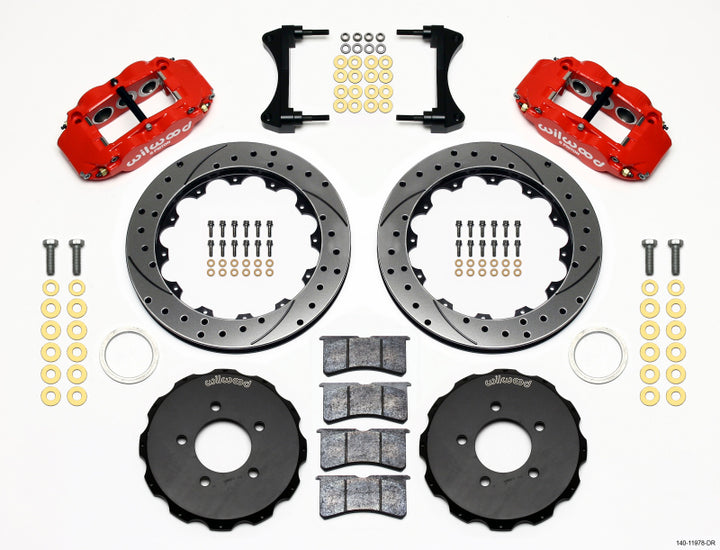 Wilwood Narrow Superlite 6R Front Hat Kit 12.88in Drill Red 2006-Up Civic / CRZ - Bull Strap