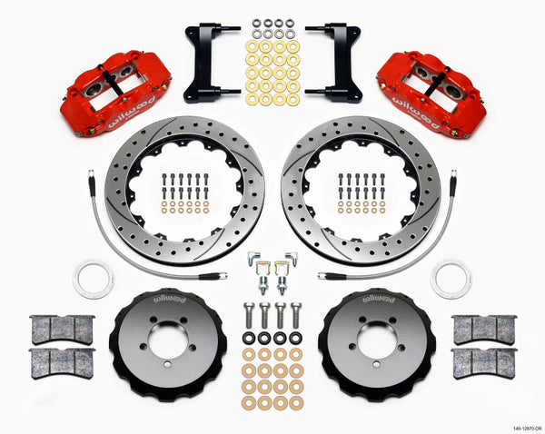 Wilwood Narrow Superlite 6R Front Hat Kit 12.88in Drill Red 2012-Up Toyota / Scion FRS w/ Lines - Bull Strap