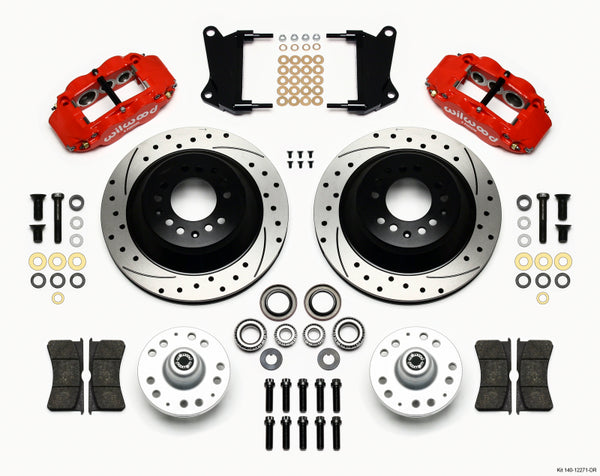 Wilwood Narrow Superlite 6R Front Hub & 1PC Rtr Kit 12.88in Drilled -Red 67-69 Camaro 64-72 Nova - Bull Strap