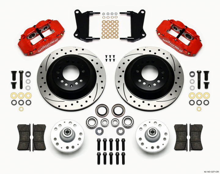 Wilwood Narrow Superlite 6R Front Hub & 1PC Rtr Kit 12.88in Drilled -Red 67-69 Camaro 64-72 Nova - Bull Strap