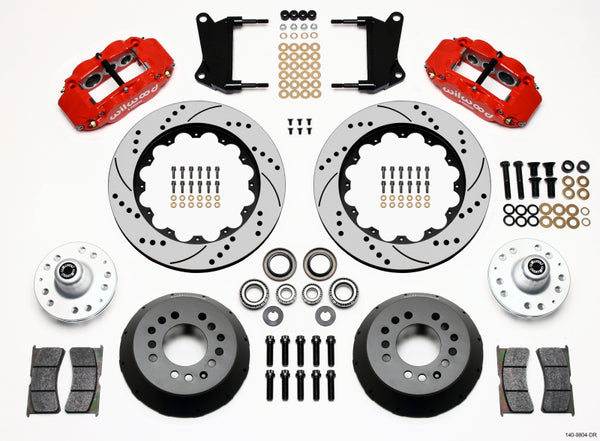 Wilwood Narrow Superlite 6R Front Hub Kit 14.00in Drill Red 67-69 Camaro 64-72 Nova Chevelle - Bull Strap