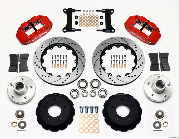 Wilwood Narrow Superlite 6R Front Hub Kit 14.00in Drill Red Chevy C-10 60-87 CPP Drop Spindle - Bull Strap
