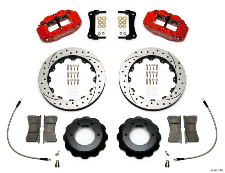 Wilwood Narrow Superlite Red 6R Front Kit 12.88in Drilled Rotor w/ Lines 05-15 Toyota Tacoma - Bull Strap