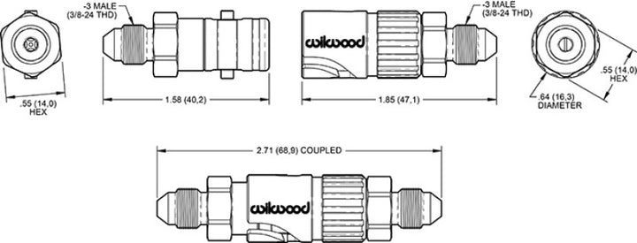 Wilwood Quick Disconnect Kit -3 AN - Bull Strap