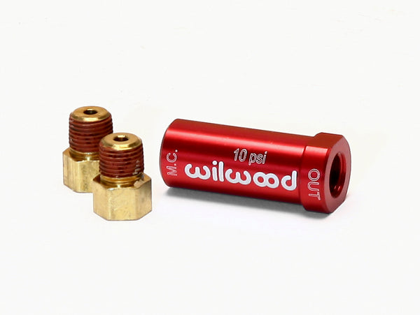 Wilwood Residual Pressure Valve - New Style w/ Fittings - 10# / Red - Bull Strap